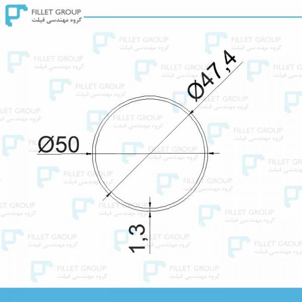 پروفیل لوله آلومینیوم 50 به 47.4